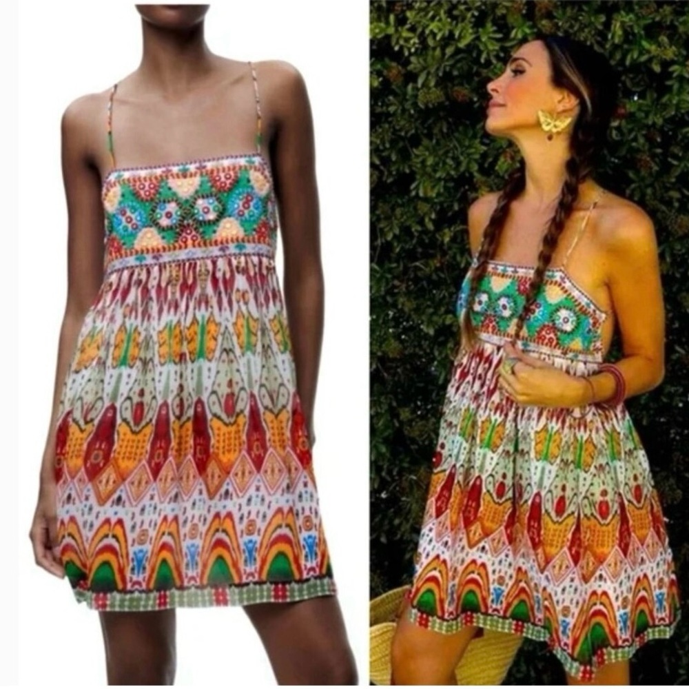 New - Zara embroidered summer festival boho dress backless hippie